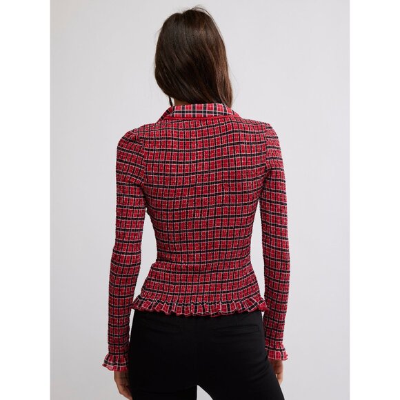 FREE PEOPLE Caught A Feeling Cardi / Red Combo - Picture 7 of 12